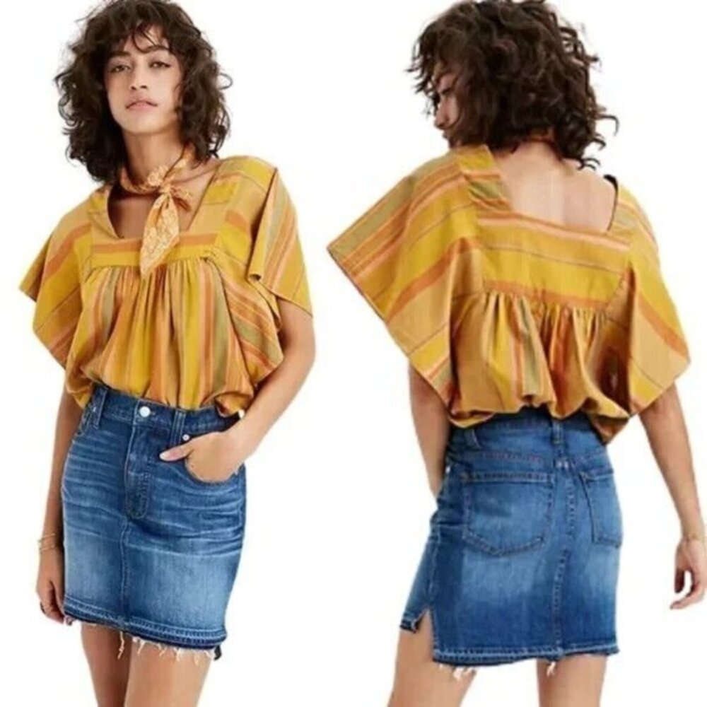 Madewell Step Hem Jean Skirt in Brandt Raw Hem Denim